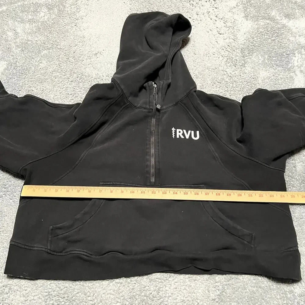Lululemon Scuba Oversized 1/2 Zip Hoodie Womens XL XXL Black Cropped RVU